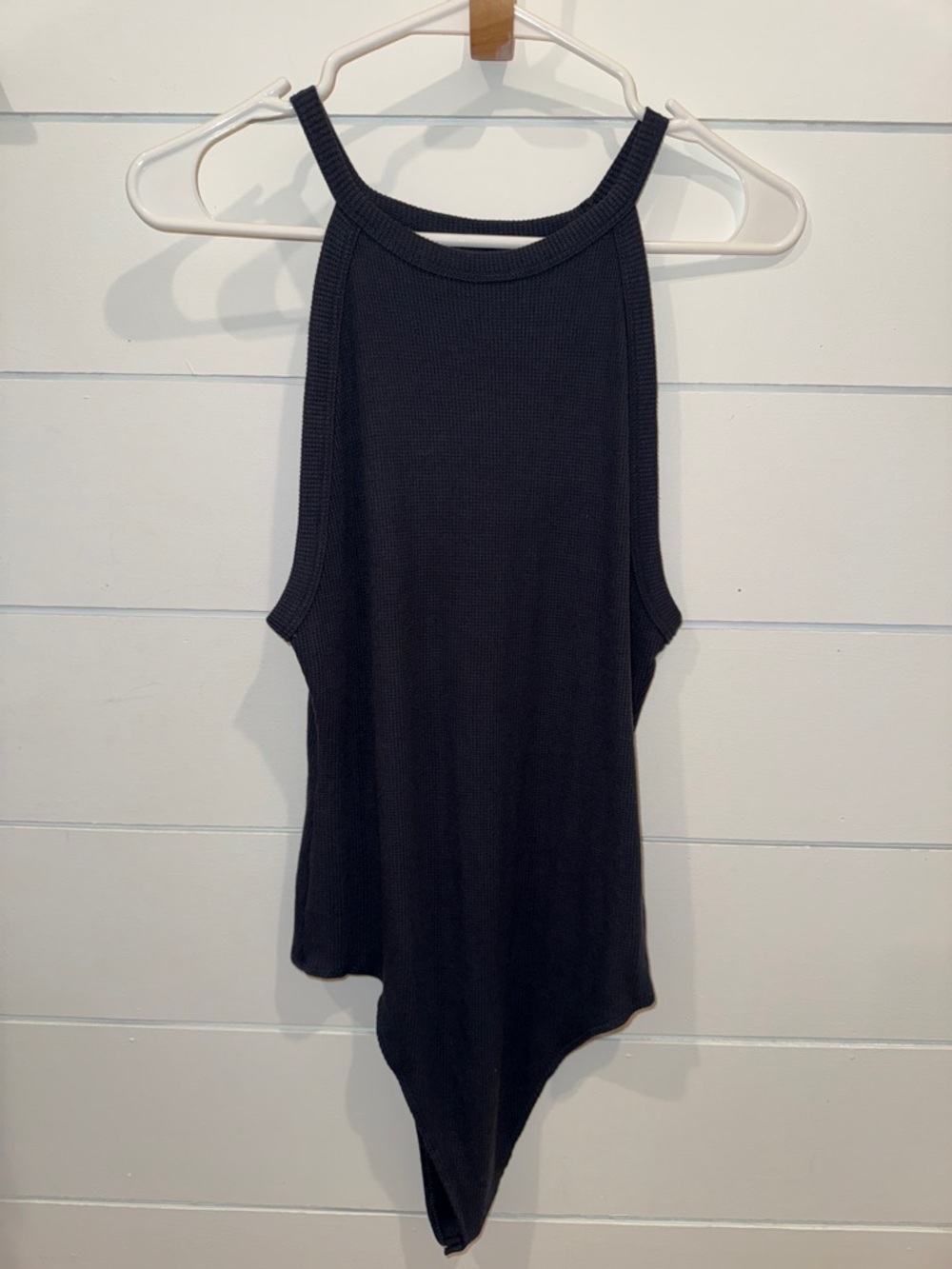 American Eagle Charcoal-Colored Ribbed Halter Tank One Piece - Women's